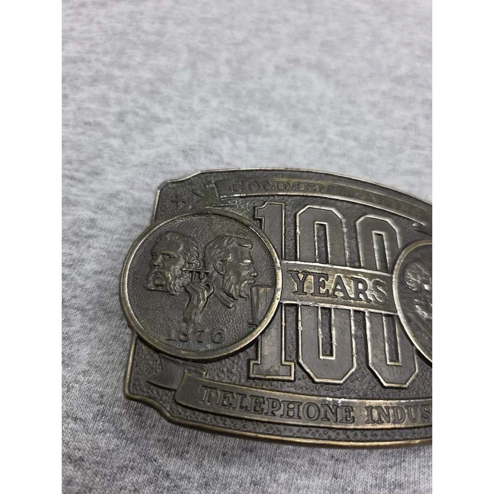 Lewis Telephone Pioneers 100 Years Industry Brass Belt Buckle